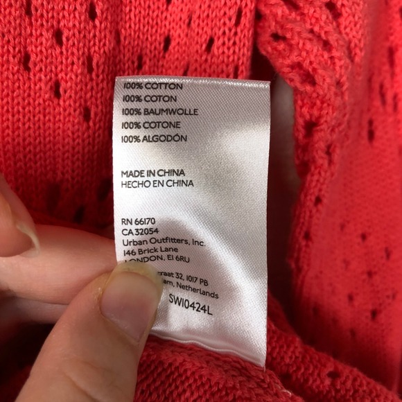 NEW Pilcro Womens Crochet Peplum Cardigan Top Size S Salmon Pink Coquette - Picture 10 of 13